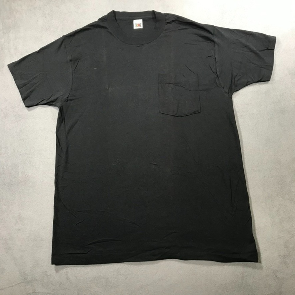 Vintage 80s Blank T Shirt Men XL (Fits Large) Selvedge Pocket Single Stitch FOTL